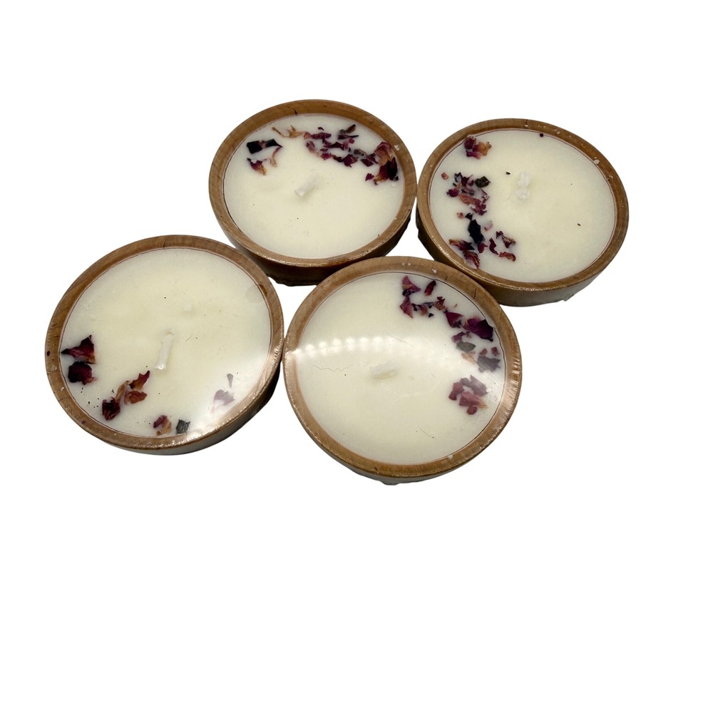 Mini Candles Wood Bowl by Megan's Pantry Grace Rosemary Palmarosa 1oz Gift Set